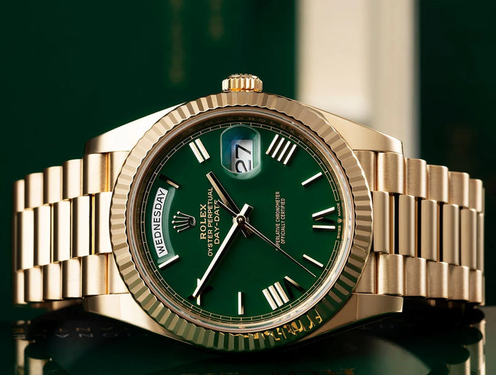 Yellow Gold Green Ombre Roman Numeral Dial