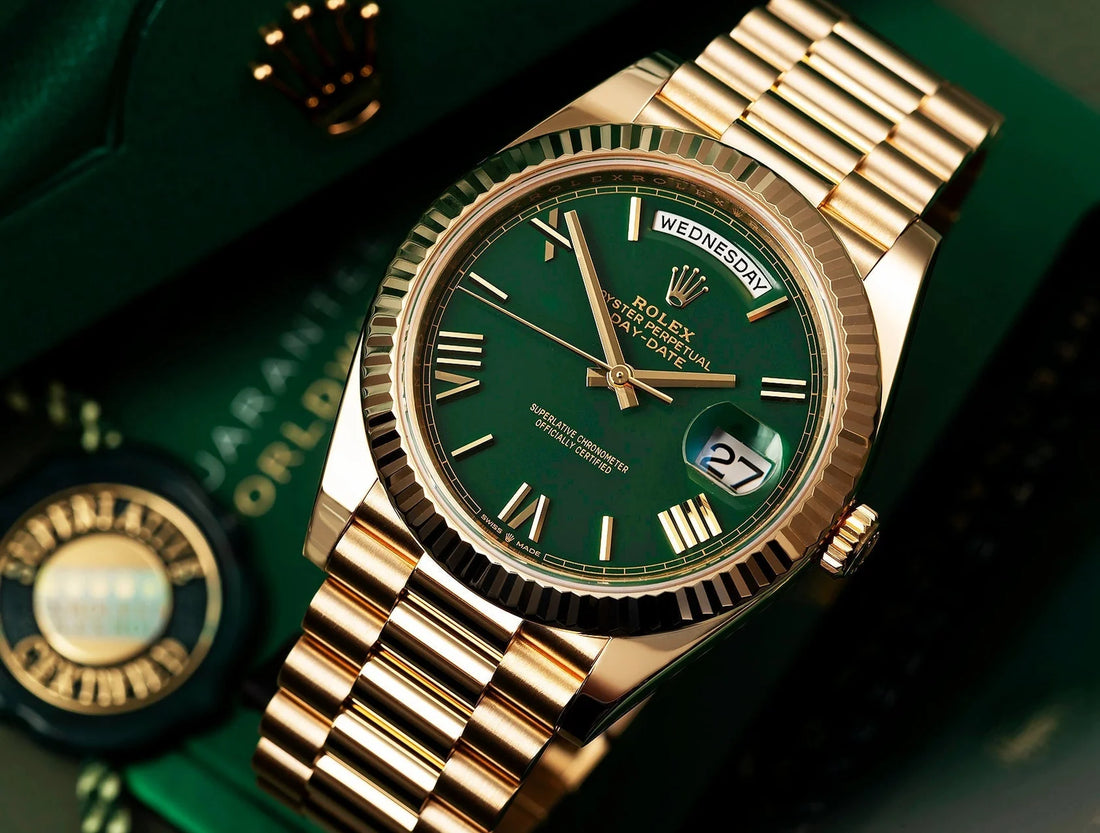 Yellow Gold Green Ombre Roman Numeral Dial